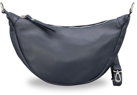 Brise Art PETRA Damen Moon Bag Echtleder Handgefertigt Halbmond Tasche | Crossbody Banana Bag, Umhängetasche, Echtes Leder, Schultertasche mit Ledergurt, 4 Fächer, Wasserabweisend, Made in Italy