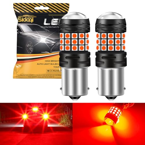 Sidaqi 1156 P21W LED Red Stop Tail Light Bulbs 12-30V Extremely Bright 21W 42SMD 3030 Chips Ba15s 382 LED for Brake Light Bulb Parking Lights Position Lights Rear Fog Lights-Pack of 2