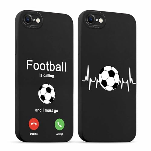 ZhuoFan 2 Stück Handyhülle für iPhone 8/7/iPhone SE 2022/2020 hülle 4,7'', Aesthetic Fußball Muster Design Schwarz Weiche Silikon Stoßfest Kameraschutz Schutzhülle Mädchen Case für iPhone 7, 01