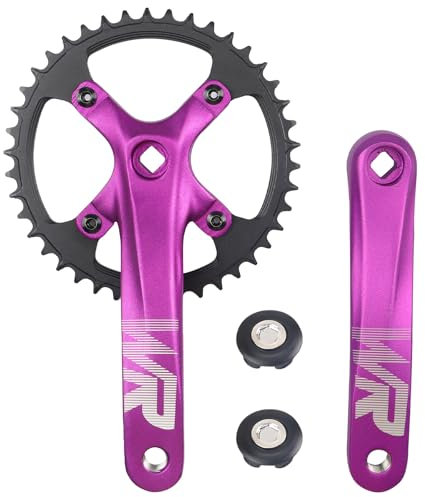 WEEROCK Mountain Bike Crankset Aluminium Alloy 1 Piece/Single 42T Charing Crank Set with 170mm Arm 104 BCD, Compatible with Single Speed Bicycle and 6/7/8/9/10/11 Speeds MTB Bike,Purple