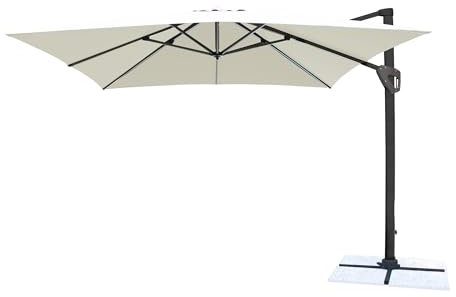 milani home - ombrellone decentrato in Alluminio 3 x 4 m di Design per Esterno Giardino cm 400 l x 300 pdi coloreEcrù