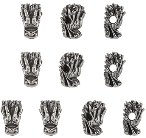 UNICRAFTALE 10 Stück Edelstahl Perlen Drachenkopf Perlen Tibetischer Stil Perlen Antik Silber Drachenkopf Perlen Abstandshalter Perlen Für DIY Armbänder Halsketten Schmuckherstellung Loch 2.3mm