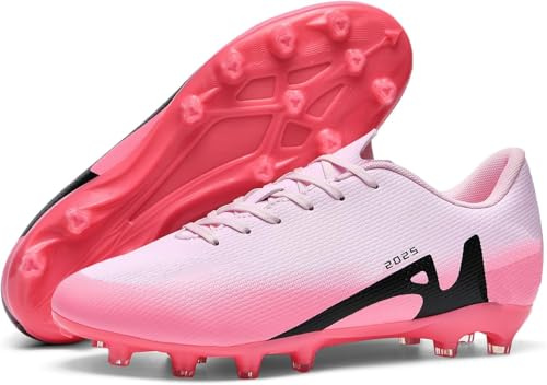 WOWEI Fußballschuhe Herren Spike Microfaser Cleats Professionelle Kunstrasen Fussballschuhe Kinder Jungen Outdoor Athletics Trainingsschuhe Sportschuhe (Rosa-2, 38EU)