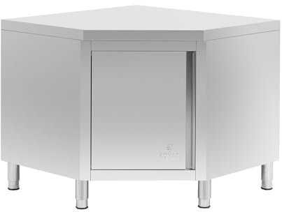 Royal Catering Eckschrank aus Edelstahl 100 x 100 cm viel Stauraum Flügeltür verstellbare Füße Arbeitsschrank Gastro Gewerbe-Eckschrank