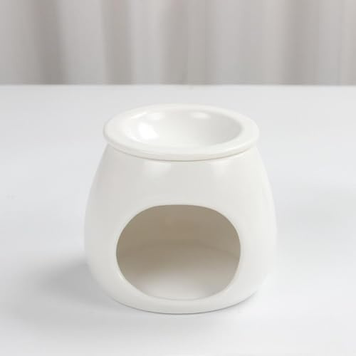 Warmself Aromalampe Metall Teelichthalter aus Keramik Duftlampe aus Keramik Wachsschmelzbrenner Minimalistisches Design Weiß