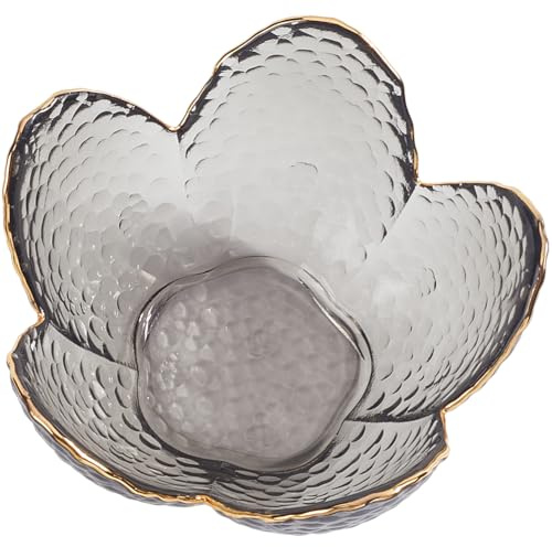 CREATCABIN Kleine Schmuckschale Glas Blumenglas Schmuck Und Ringschalen Schmucktablett Für Frauen Transparenter Goldener Rand Schreibtisch Schmuckorganisation Nachttischschrank Fotografie 9x9x4.6cm