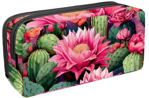 etoenbrc Federmäppchen, Blumen, Kaktus, Federmäppchen mit Reißverschluss, wasserdichte Stifttasche, Bürobedarf, Schreibwaren-Organizer für Teenager, Mädchen, Erwachsene, Studenten, mehrfarbig,