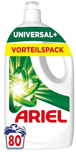 Ariel Flüssigwaschmittel, 80 Waschladungen Universal+ Waschmittel, Kraftvolle Fleckentfernung In Nur 1 Waschgang, Selbst Bei Kaltwaschzyklen