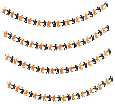 Veemoon 4stücke Teiliges Halloween Wimpelset Dekorative Banner Mit Hexenmotiv Für Partys Geburtstagsfeiern Und Spezielle Anlässe Zur Gestaltung Von Wänden Tischen Und Räumen