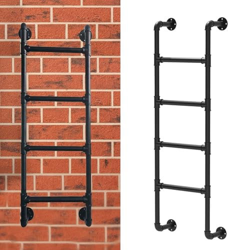 Schwarze Schmiedeeiserne Loftleiter mit 3 8 Sprossen für Etagenbett, Keller, Fenster, Brunnen, Feuerentlust, 124,5 cm