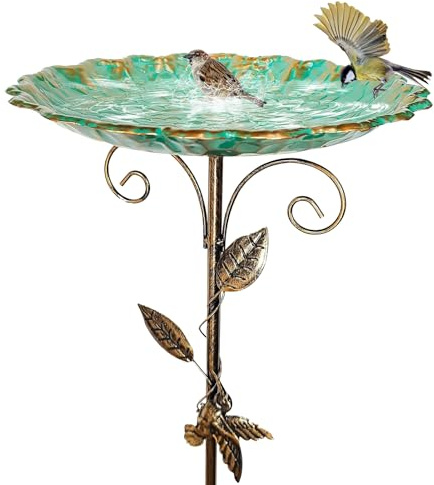 GjnjfdF Vogelbad Garten Stehend Metall Vogeltränke Stehend Vogeltränke Vintage Eisen Winterfeste Vogeltränke Als Dekoration Für Terrasse Garten Und Balkon 25x25x77cm