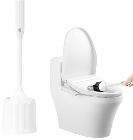 Escobilla de Inodoro, Limpiador eléctrico de baño, Juego de Soporte ABS, Limpiador de Esquinas Flexible, Limpieza Potente, Mango de fácil Agarre, diseño higiénico, para el hogar, Hotel, Centro