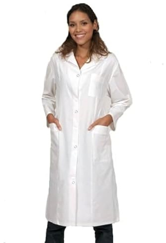 KODAMA Camice da Laboratorio Donna 100% Cotone - Bottoni Automatici - Camice Medico e Farmacista per Donne, Camice Infermiera, Camice Chimico per Studenti e Uso Scolastico