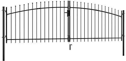 Doppelflügel-Gartentor mit Speerspitzen 400x150 cm | Hohe Sicherheit & Stabilität | Ideal für Garten & Einfriedung | Wetterfest & Langlebig