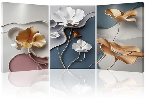 Piy Painting 3 Piezas Cuadros Decorativos Abstractos Flores artísticas Impresión De Lienzo Moderno Pared Minimalista Cuadro En Lienzo Imagen Impresión Pintura Dormitorios Pasillo Oficina 57x40cm