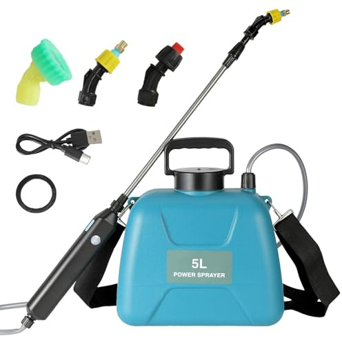 Pulverizador eléctrico de jardín de 5L/8L para plantas de interior y exterior, 90 minutos de tiempo de trabajo, recargable, con bomba telescópica extensible de 10 a