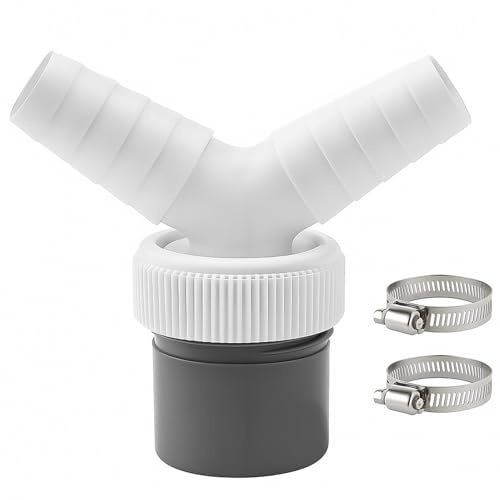 Washing Machine Waste Splitter, Drain Adaptor for Dishwasher and Washing Machine with 2 Hose Clamp, Double Connection Pipe Thread Y Adapter for Hose Input Connector of Outlet 40 Mm Pipe