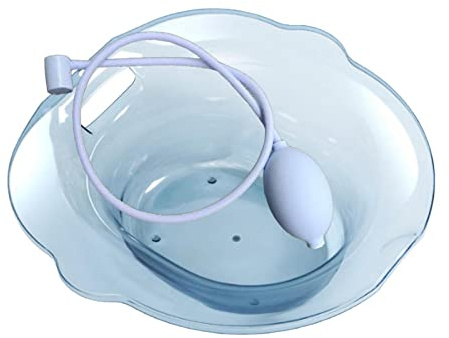 MotiveTech Sitz Bath for Toilet Seat Bidet, Universal, Overflow Protection, Portable, Hanging Toilet Bowl, Steam Seat Sitz Bath for Women, Blue with Flusher