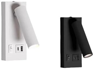 Liseuse Murale Chambre Applique murale rotative à LED 5 W avec chargeur USB Type-C, spot de lecture, éclairage plafond, for chambre coucher, hôtel, bureau, AC85-230 V(White,Neutral Light 4000K,5W)