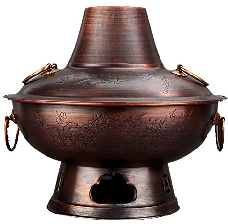 Pentola in rame vintage per shabu shabu e fonduta, ideale per cucinare all'aperto e feste