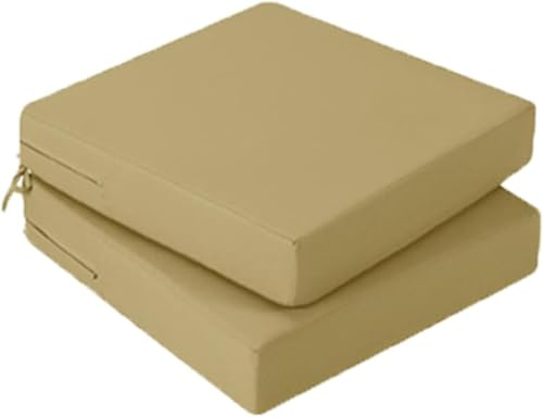 Set Stuhlkissen Wasserdicht & UV-beständig - Mit Befestigungsbändern Für Gartenstühle Und Bänke - Abziehbarer Bezug - Für Terrasse, Garten, Balkon, Küche(Brass,35x35cm(2pcs))