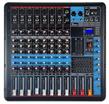 Ljudmixer, Professionell 8-kanals mixerkonsol med 600W*2 effektförstärkarmixer lämplig for scenfestinspelningsstudio för studiokaraoke