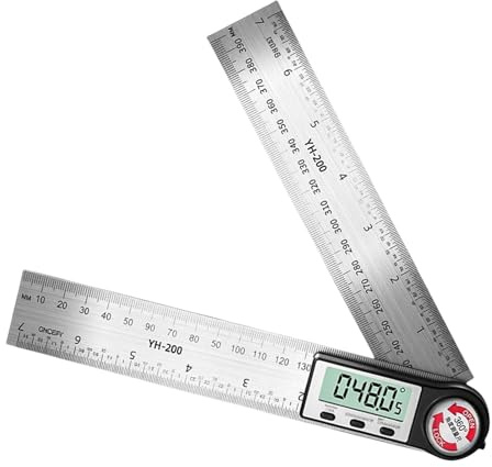 Goniometro digitale in acciaio inox da 200 mm, con display LCD ad alta precisione, per ingegneri e falegnami, goniometro digitale in acciaio inox