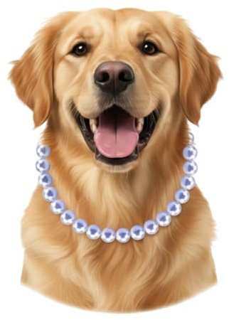 Chunky Pearl Dog Necklace, Adjustable 20mm Beaded Pet Collar | Elegant Faux Pearl Necklace, 14.96 Inch Length, for Birthday Party, Wedding, Photography and Daily Pet Outfit Decoration
