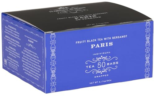Harney & Sons Paris Black Tea | 50 Tea Bags | Fruity Vanilla & Caramel Blend with Hint of Lemony Bergamot