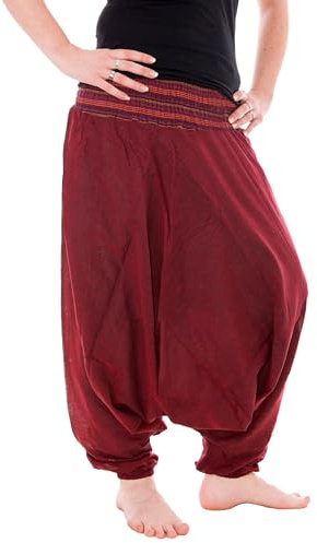 Vishes - Haremshose mit gestreiftem oder farbigem Bund - Unisex - Alternative Bekleidung für Damen und Herren
