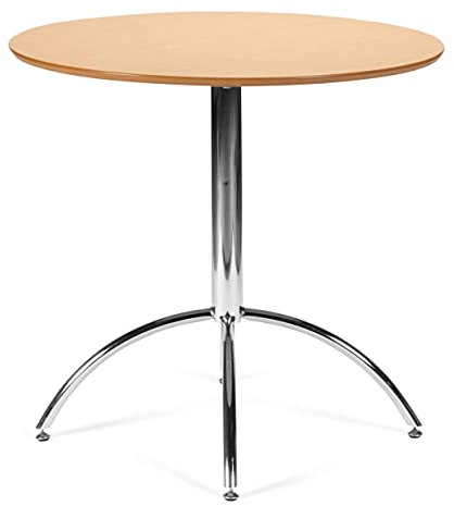 Your Price Furniture.com Kimberley Dining Table With Chrome Metal Legs - Kitchen Cafe Bistro Style Style Small Round Table Choice of White or Natural (Natural)