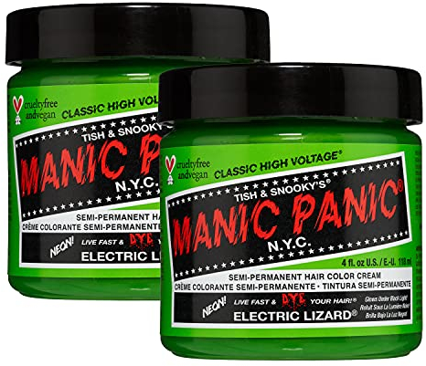 Tinte semipermanente Manic Panic Electric Lizard Classic Creme, vegano y sin crueldad animal, verde, 2 x 118 ml