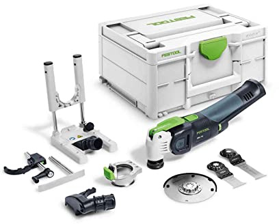 Festool Akku-Oszillierer OSC 18 E VECTURO Multitool im Systainer | Basic-Set mit Absaugvorrichtung, Ansetzhilfe, Tiefenanschlag, 3 Sägeblättern – ohne Akku