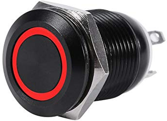Druckknopf LED-Licht 12 mm Momentanschalter IP65 Wasserdicht Schwarzes Gehäuse 2A Rot Grün Blau Weiß (optional)
