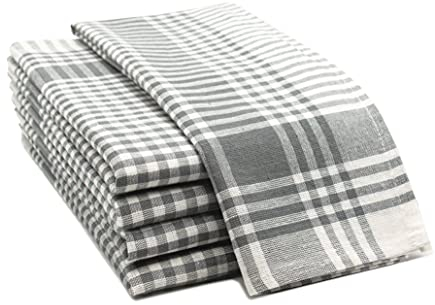 ZOLLNER 5er Set Geschirrtücher - Baumwolle in 50x70 cm - saugstarke und robuste Küchentücher - waschbar bis 60°C – in grau weiß kariert - Gastronomiequalität - Oeko Tex® Zertifiziert