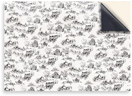 Stick & Go Repositionable Self Adhesive Dolls House Wallpaper 1:12 Scale (1 Sheet) - Black & White Toile De Jouy Wallpaper - No. 118