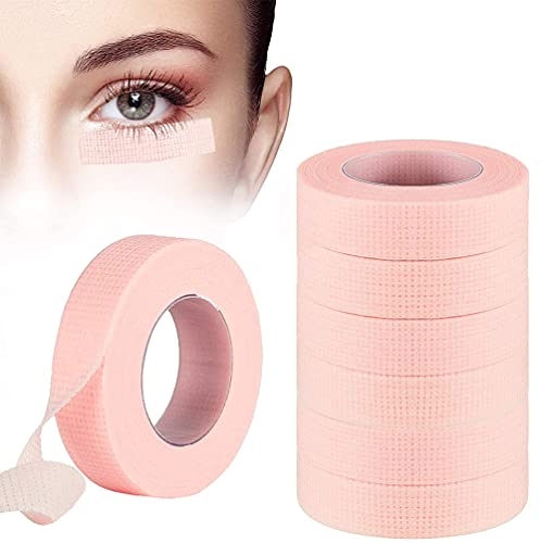 TEOYALL 6 Rolls Eyelash Tape, Adhesive Lash Extension Tape Breathable Micropore Fabric Tape Lash Extensions Supplies (Pink)
