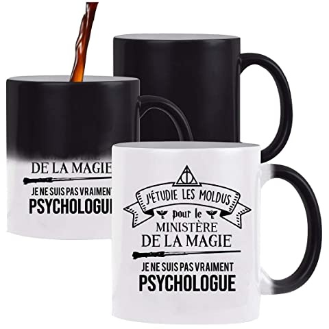 Planetee Mug magique thermoréactif Homme Psychomotricien ministère magie tasse change couleur chaleur idée cadeau métier anniversaire Noël