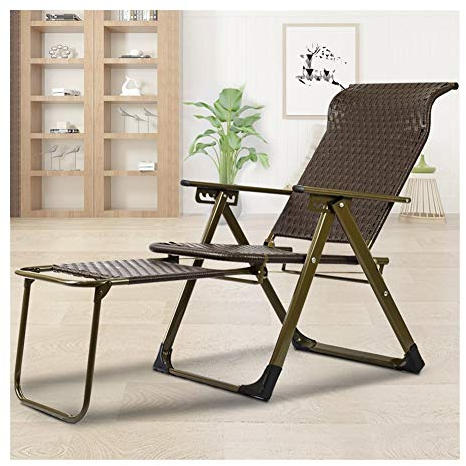 MKKSLR Gartenstühle Liegenbraun Korbstühle Rattan Liege Klappstuhl Wetterfest Für Terrasse Strand, Balkon, Park Oder Campingplatz 3 Positionsverstellung c2012 (Color : Park 1) (Park 1)