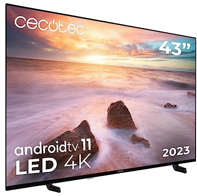 Cecotec Televisor LED 43 Smart TV A2 Series ALU20043. 4K UHD, Android 11, Diseño sin Marco, MEMC, Dolby Vision y Dolby Atmos, HDR10, 2 Altavoces de 10W, Modelo 2023