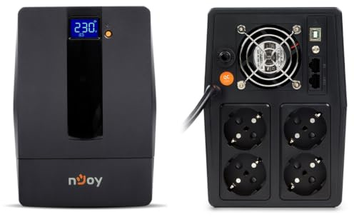 NJOY Horus Plus 2000 Gruppo di Continuità UPS 2000VA 1200W | Line Interactive | Display LCD Touch Screen | AVR | 4 Prese Schuko | Protezione LAN RJ45 | Software Gestione