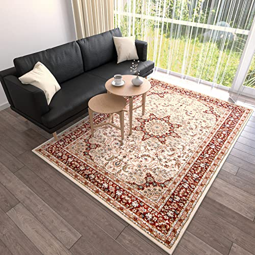 Mazovia Orientalisch Teppich - Traditioneller Teppich für Wohnzimmer, Esszimmer - Orient Teppiche Ornament - ÖKO-TEX Wohnzimmerteppich Rot Creme - 200 x 300 cm