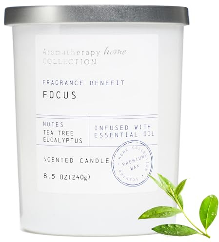 Eucalyptus & Tea Tree Scented Candles - Spring Candles,White Candles for Home Scented,Natural Soy Wax Candle Gift for Women Men,8.5oz