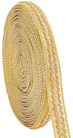 PandaHall 12m Golden Gimp Braid Trim 20 mm Gewelltes Spitzenband Dekoratives Stoffband Goldene Bastelborte Zum Nähen von Polstervorhängen Kostümen Heimdekoration