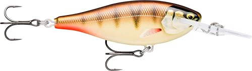 Rapala - Shad Rap Elite Balsa Construction Shad Rap (Blei) - schwimmender Süßwasserköder - 3,3 m Schwimmtiefe - Größe 7,5 cm / 12 g - in Estland hergestellt - vergoldeter Kupferbarsch
