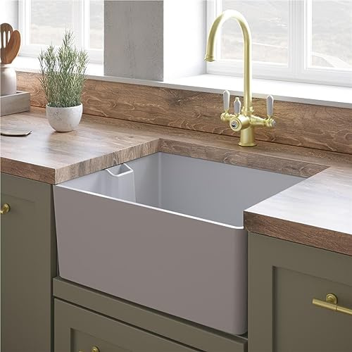 Liquida BL290WH 1.0 Bowl Belfast Inset or Undermount Gloss White Kitchen Sink 595 x 445mm Comite Material