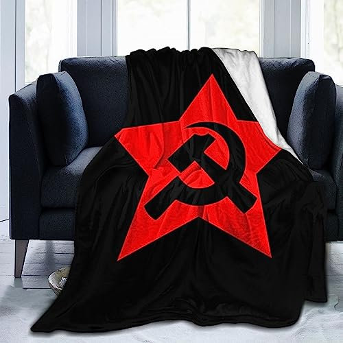 AOOEDM Flanell-Fleecedecke mit kommunistischem Hammer, Sichel und Sternflagge, weiche, Flauschige Überwurfdecke, verwendet für Sofa, Bett, Reisen, Camping, Outdoor