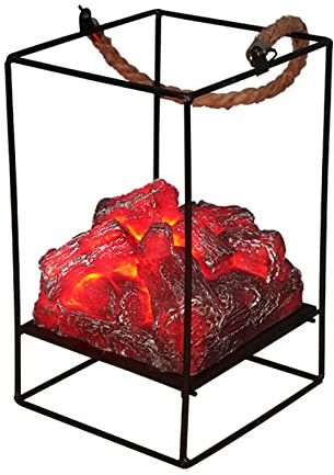Topyond Lampe De Feu De Joie – Fausse Lampe De Cheminée LED sans Flamme – Lanterne De Cheminée en Fer – Mini Lampe Décorative De Feu De Camp électrique pour Chambre(Tapez B)