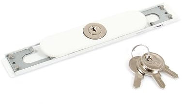 Pièces détachées volet roulant porte tirage manuel - poignée - serrure - ressort - baton de tirage (Serrure + cache Blanc)