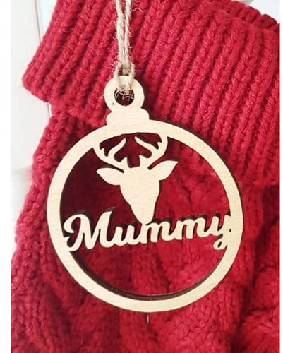 Personalisierte Weihnachtsdekoration, Rentier-Weihnachtsbaumkugel aus Holz, personalisierbarer Namenskugel aus Holz, Weihnachtsbaumschmuck, personalisierbares Hängeornament (10 Stück)
